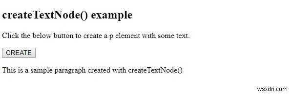 HTML DOM createTextNode（）メソッド 