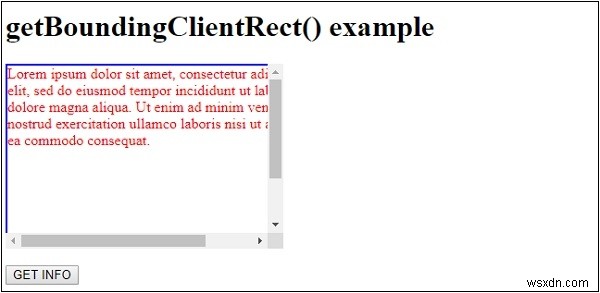 HTML DOM getBoundingClientRect（）メソッド 