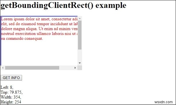 HTML DOM getBoundingClientRect（）メソッド 
