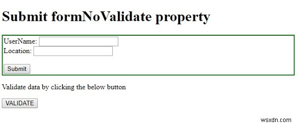 HTMLDOM入力送信formNoValidateプロパティ 