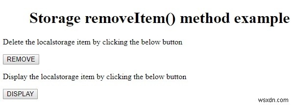 HTML DOMストレージremoveItem（）メソッド 