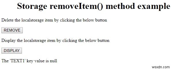 HTML DOMストレージremoveItem（）メソッド 