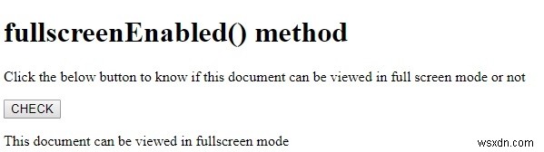 HTML DOM fullscreenEnabled（）メソッド 