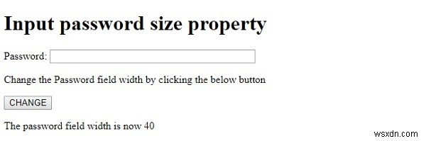 HTMLDOM入力パスワードのサイズプロパティ 