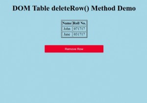 HTML DOMテーブルdeleteRow（）メソッド 