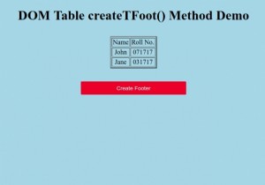 HTML DOMテーブルcreateTFoot（）メソッド 