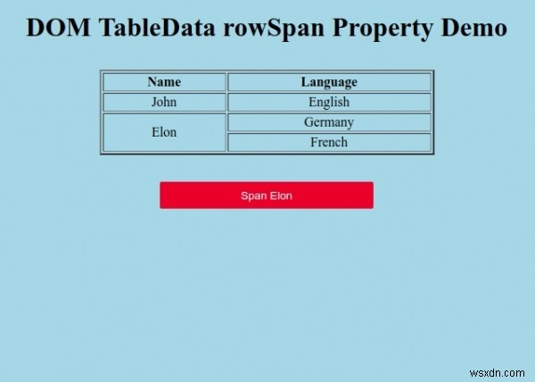 HTML DOMTableDatarowSpanプロパティ 