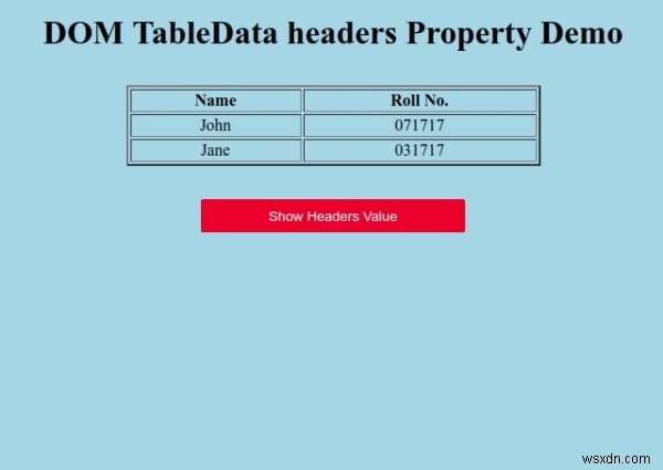 HTMLDOMTableDataヘッダープロパティ 