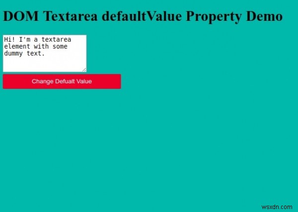 HTML DOMTextareadefaultValueプロパティ 