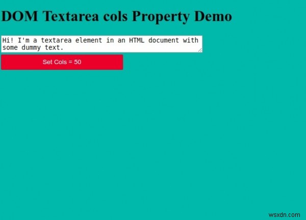 HTML DOMTextareacolsプロパティ 