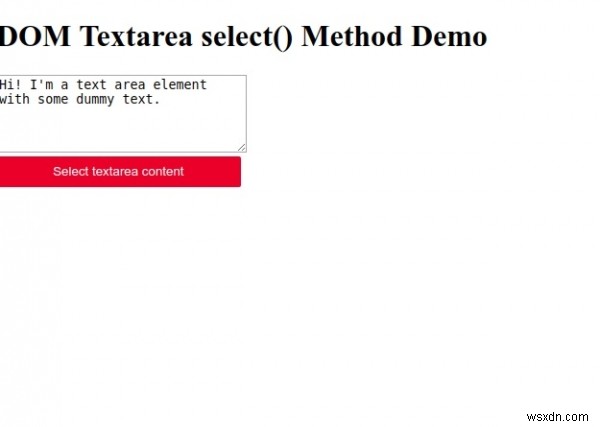 HTML DOM Textarea select（）メソッド 