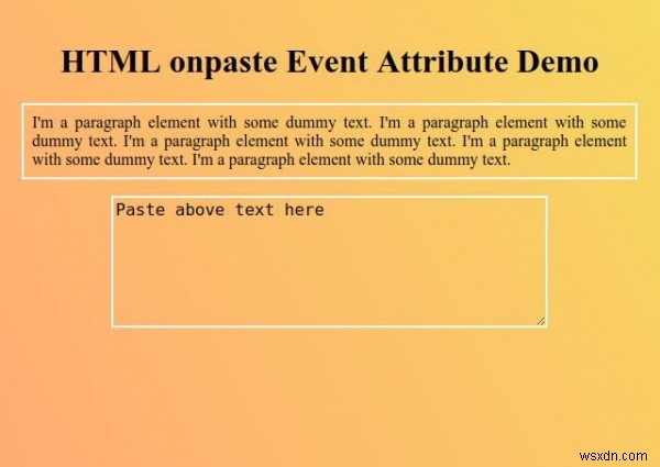 HTMLの貼り付けイベント属性 