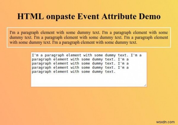 HTMLの貼り付けイベント属性 