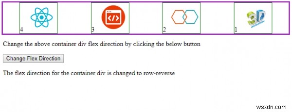 HTMLDOMスタイルのflexDirectionプロパティ 