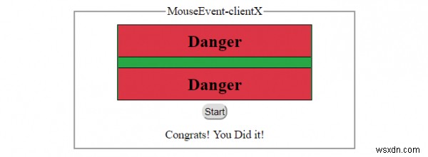 HTML DOMMouseEventclientXプロパティ 