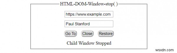 HTML DOMウィンドウstop（）メソッド 