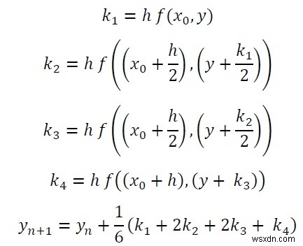ルンゲクッタ微分方程式の4次規則 
