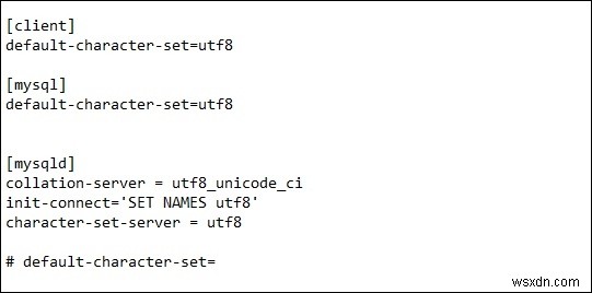 my.cnfでMySQLのデフォルトの文字セットをUTF-8に変更しますか？ 