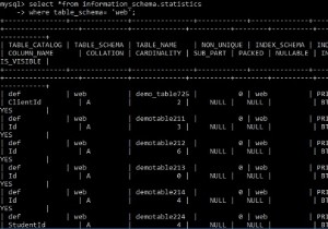 MySQLデータベースのインデックスを表示/表示 