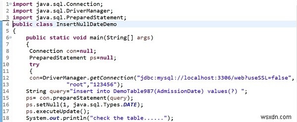 MySQLデータベースに空のjava.sql.Dateを挿入するよりエレガントな方法は？ 