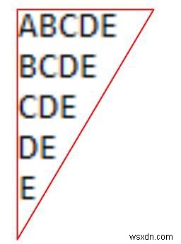 C言語のアルファベットの三角形パターンのプログラム 