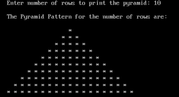 Cでピラミッドパターンを印刷するプログラム 