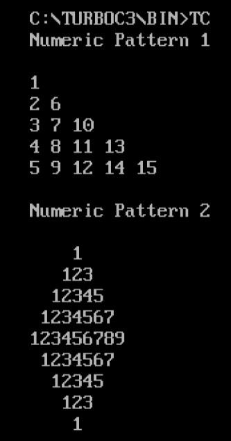Cで数字パターンを印刷するプログラム 