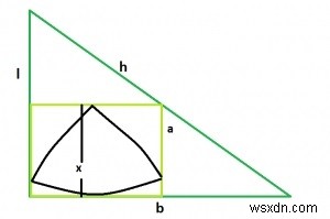 Cの直角三角形内に内接する正方形内の最大のルーローの三角形？ 