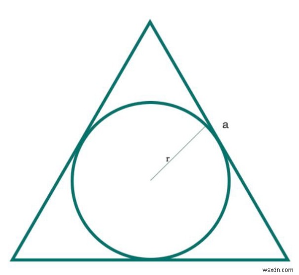 Cプログラムで正三角形に内接する円の面積は？ 