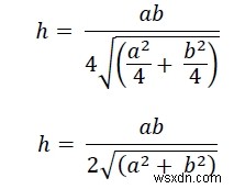 Cプログラムのひし形に内接する円の面積？ 