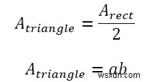 Cプログラムで楕円に内接する長方形に内接する三角形の面積？ 