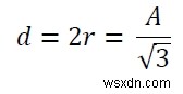 Cプログラムで正三角形に内接する円に内接する正方形の面積は？ 