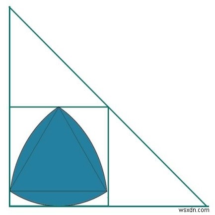 直角三角形内に内接する正方形内の最大のルーローの三角形？ 