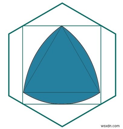 六角形に内接する正方形に内接する最大のルーローの三角形？ 