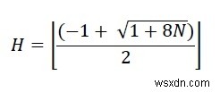 コインが三角形に配置されている場合の最大高さのC/C ++プログラム？ 