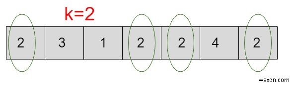 C++の配列に存在するキーKの確率 