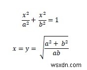 C++で楕円に内接できる最大の正方形の面積 