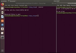 クライアントサーバーモデルを使用してC/C++で文字列を反転します 