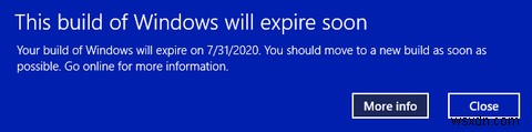 このビルドのWindowsを修正する方法は、Windows10ですぐに期限切れになります 