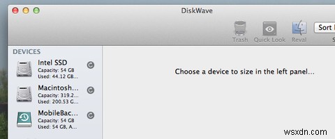 DiskWaveforMacで不要な大きなファイルを洗い流してください 