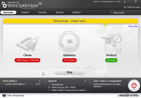 WinOptimizerを使用して、パフォーマンスを向上させるためにコンピューターをクリーンアップおよび最適化する 