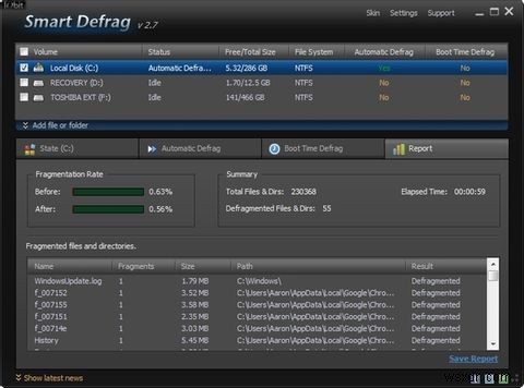 IObit Smart Defrag：優れたハードドライブのデフラグおよび最適化ツール[Windows] 