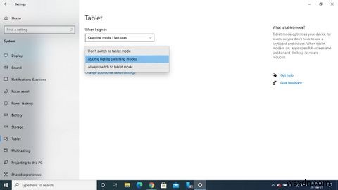 Windows10でタブレットモードをオフにする方法 