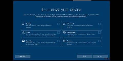 Windows 10は、すぐにニーズに合わせてセットアップを調整します 
