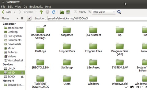LinuxでWindowsCドライブにアクセスして使用する方法 