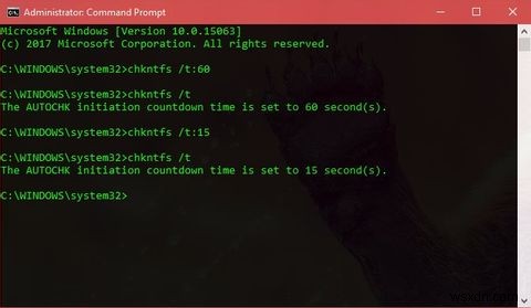 CHKDSKが実行されるまでの待機時間を変更する方法 