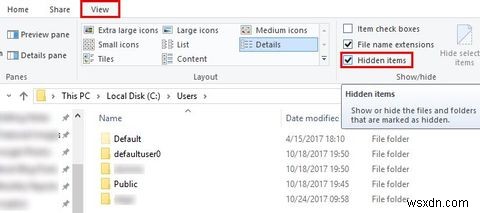 Windows 10、8.1、および7で隠しファイルと隠しフォルダーを表示する簡単な方法 