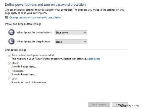 Windows10の電源ボタンの使用方法 