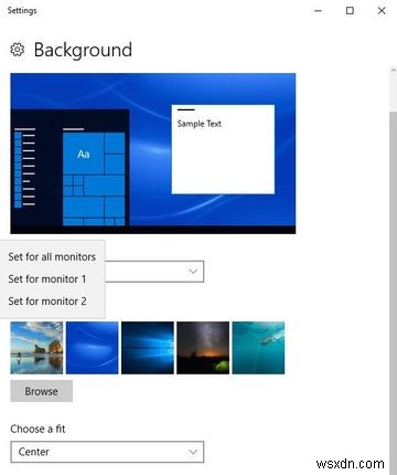 Windows10のモニターごとに異なる壁紙を使用する方法 
