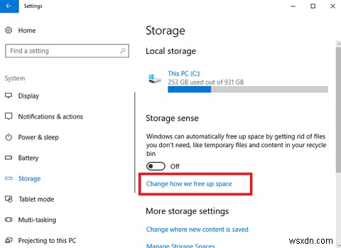 Windows 10StorageSenseでディスクスペースを自動的に解放します 